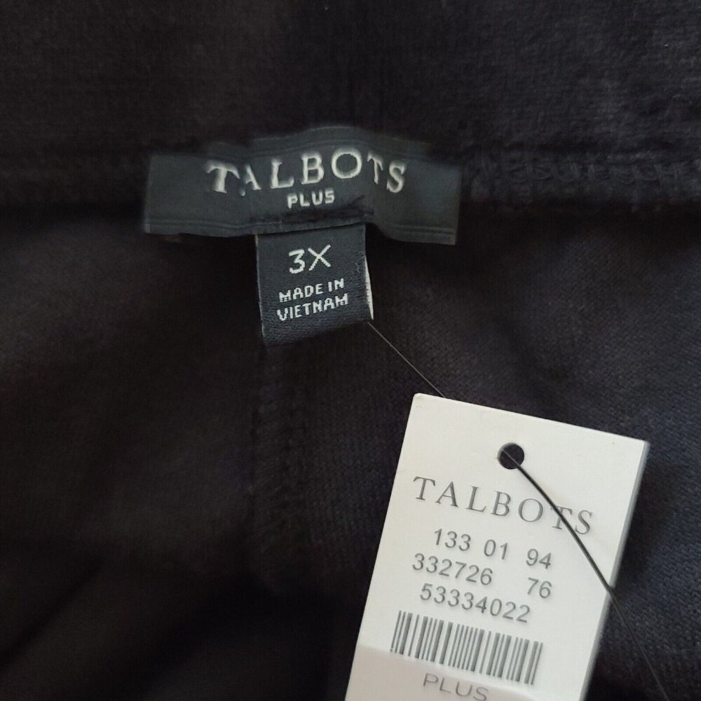 Talbots Plus Velour Straight Pants Sz 3X Black Stretch Pullon Dressy Classic NWT - Picture 2 of 6